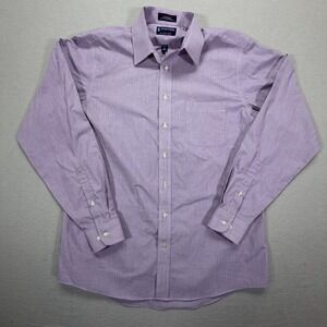 Stafford Dress Shirt Mens 16.5 36-37 Purple Micro Stripe Classic Fit Broadcloth